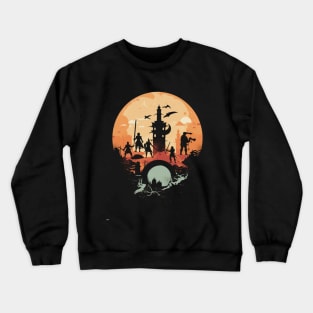 Enchanted Realms - Epic Fantasy Cityscape Design Crewneck Sweatshirt